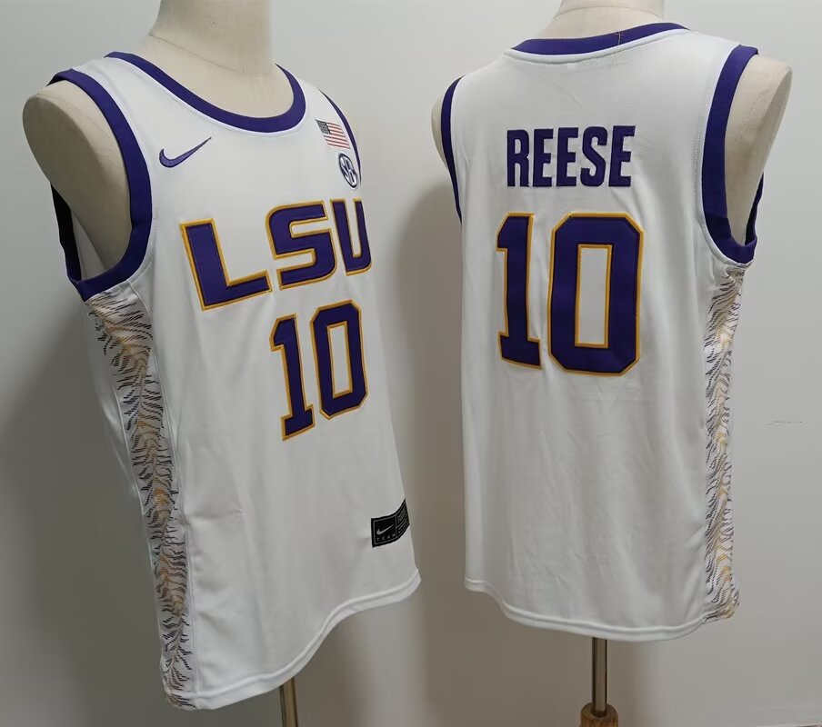 2024 NCAA Men LSU Tigers10 Reese white Nike jerseys